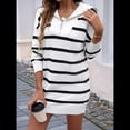 thumbnail image 4 of Vestido Tipo Sudadera de Rayas de Gran Tamaño para Mujer, Otoño 2025, con Cremallera 1/4, Larga, Sudadera de Punto, Minivestido Tipo Jersey. M, 4 of 9