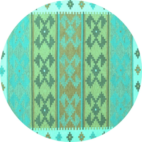 Ahgly Company Indoor Round Southwestern Turquoise Blue Country Area Rugs, 6' Round