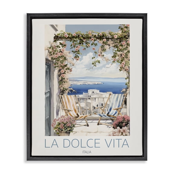 Stupell Industries Traditional Coastal Italian Balcony View Black Floating Frame Canvas Art, 17 x 21, by CAD Designs