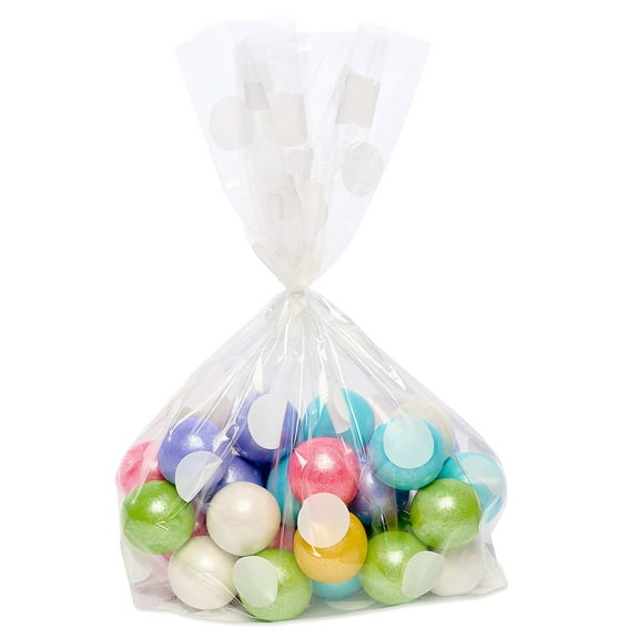 American Greetings All Occasion Clear Treat Bags, White Dots, 5" x 10" x 2.5" (12-Count)