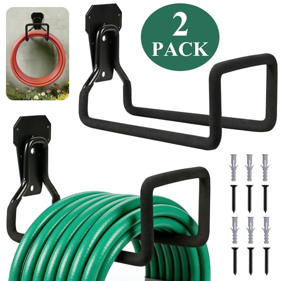 Yalumo Garden Hose Holder Wall Mount, Heavy Duty Metal Water Hose Holder for Outside Yard & Garden, Sturdy Hose Hanger Hook for Garden Hose Storage and Extension Cords