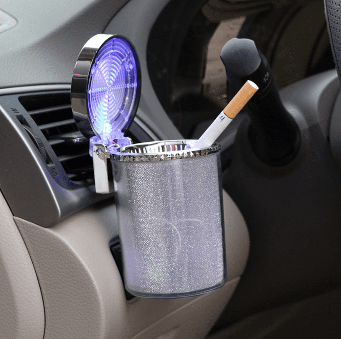 Black Easy Clean Up Detachable Stainless Car Ashtray with Lid Blue Led Light for Most Car Cup Holder Huoing1 Car Ashtray