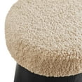 thumbnail image 7 of Ketra Round Faux Shearling Ottoman Footstool in Oatmeal Black, 7 of 7