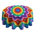 thumbnail image 4 of Colorful Rainbow Tie Dye Spiral Pattern Round Tablecloth 60"x60",Wrinkle Wipeable Table Cloth for Kitchen Dining Room Picnic Patio Party, 4 of 6