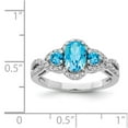 thumbnail image 2 of White Sterling Silver Ring Band Gemstone Swiss Blue Topaz Oval Round Diamond, 2 of 2