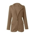 thumbnail image 4 of tklpehg Blazer Jackets for Women Long Sleeve Lapel Fashion Casual Pockets Long Sleeve Casual Solid Coat Cardigan Blouse Khaki XL, 4 of 7