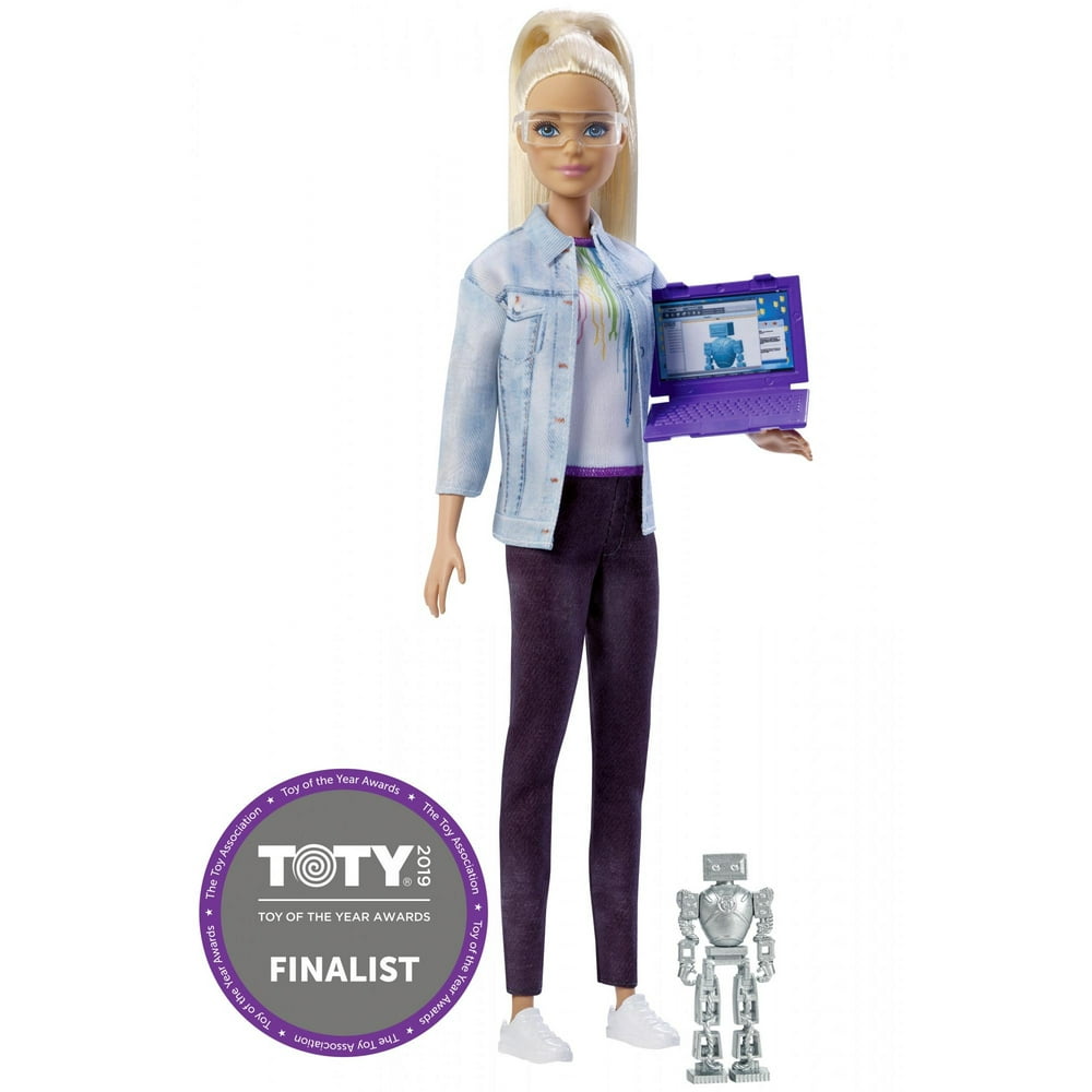 Barbie Careers Robotics Engineer Doll, Blonde, with Laptop & Robot