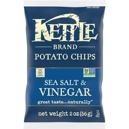 Kettle Brand Potato Chips, Salt & Vinegar Kettle Chips, 2 oz
