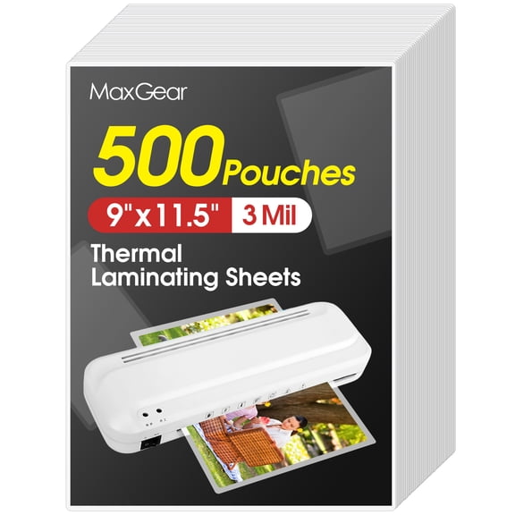 MaxGear Laminating Sheets for 8.5 x 11 inch Sheets, 500 pack, 3 mil Clear Thermal Laminating Pouches
