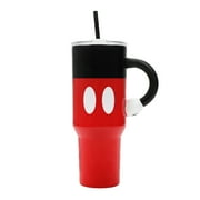 Disney Mickey Mouse Vacuum Insulated 40 Oz. Stainless Steel Tumbler with Sculpted Arm Handle Leak-Proof Lid & Straw for Travel or Home
