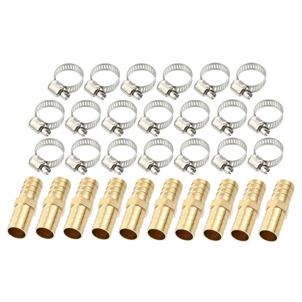 Conectores de manguera Unique Bargains 10 juegos de 16 mm con abrazaderas de cobre