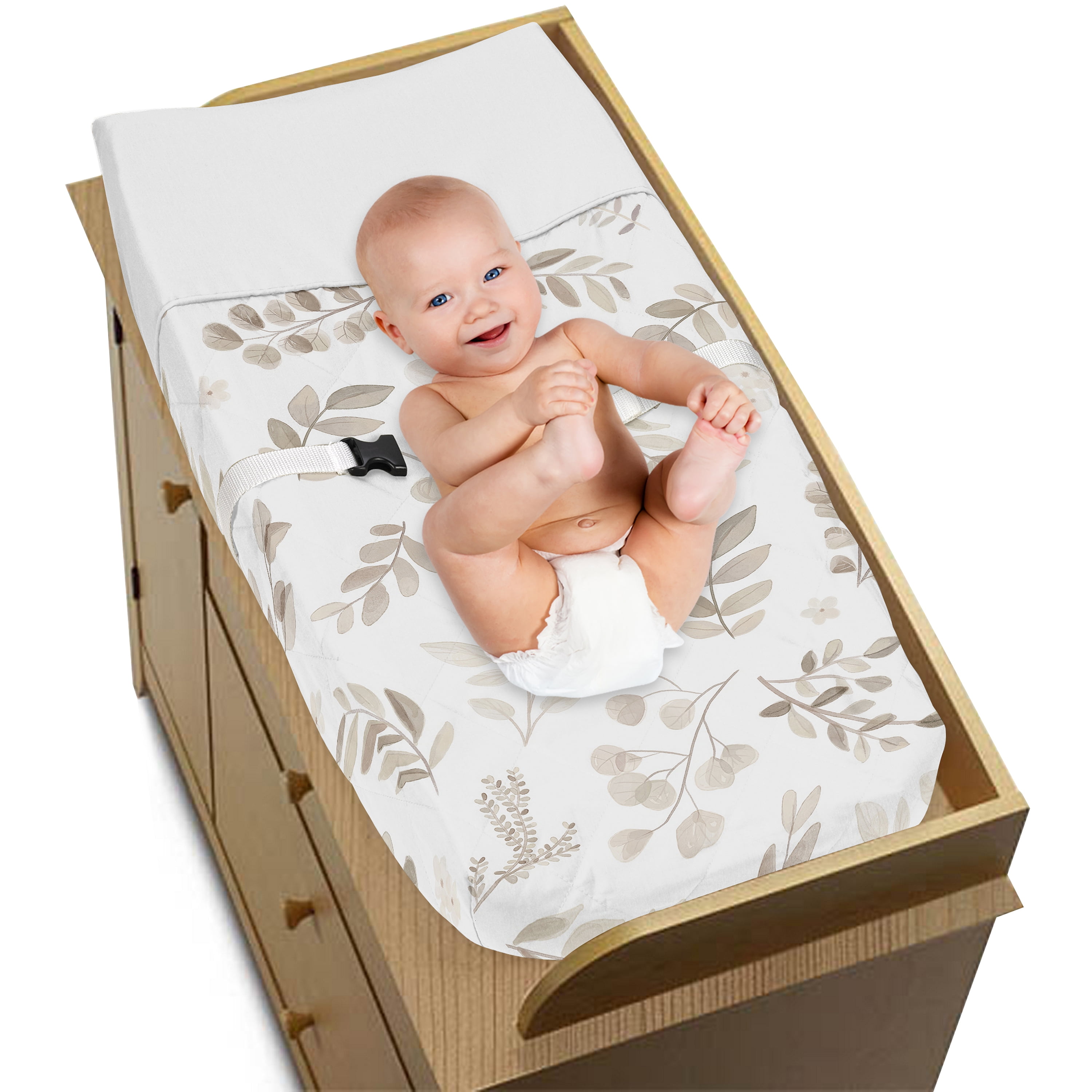 Sweet Jojo Designs Botanical Taupe and White Changing Pad Cover