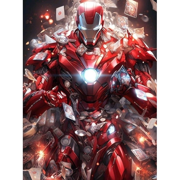 Diamond Art Painting Kits for Adults- Tony Stark Diamond Painting Kits DIY 5D Iron Man Full Drill Art Perfect for Wall Decor Gift (12x16inch)