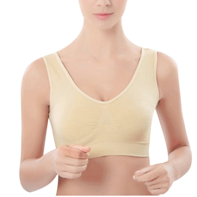 Toystoory Nuevo Sujetador deportivo suave para mujer, chaleco deportivo elástico cómodo para gimnasio y Yoga Uniforme atlético color de piel S