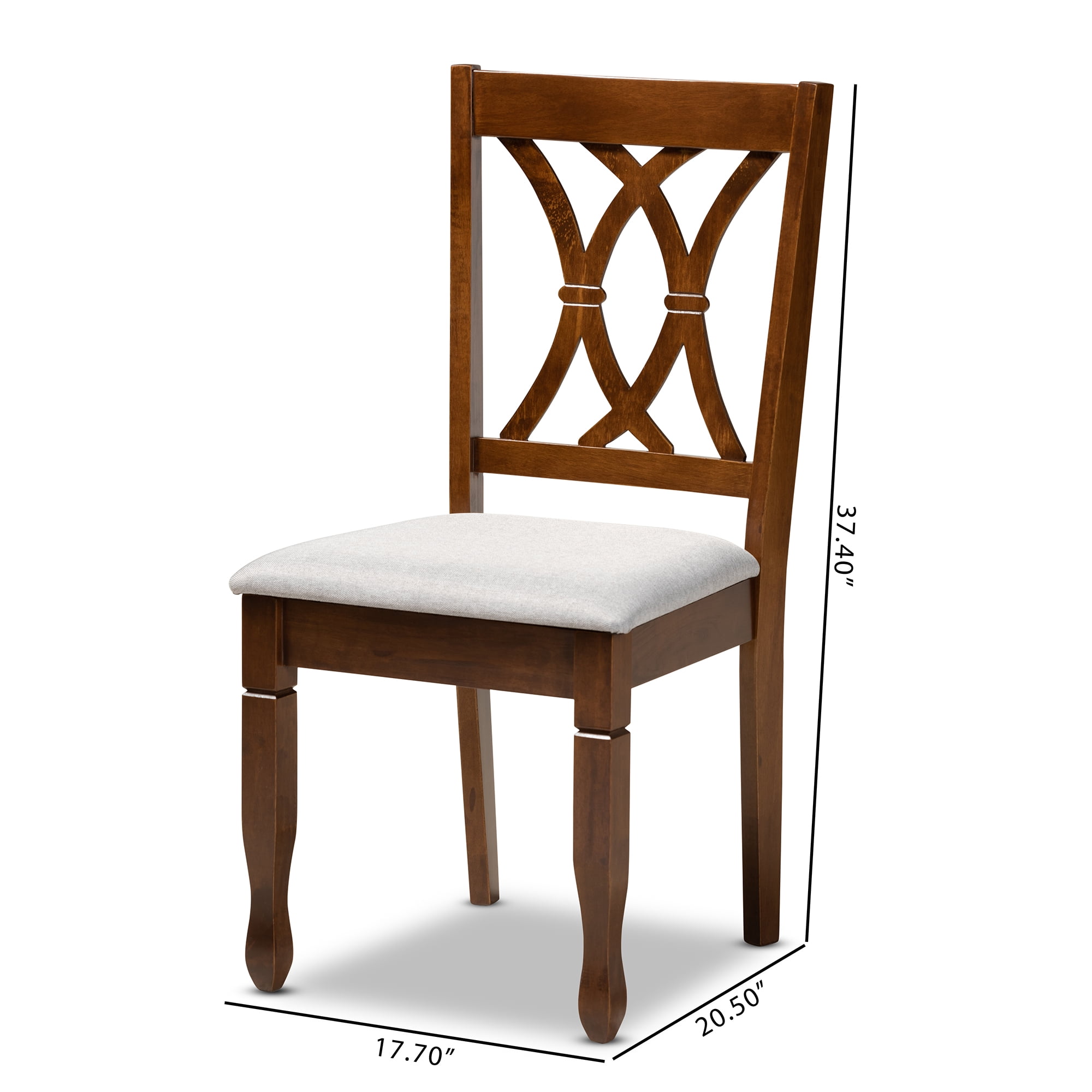 Baxton Studio Augustine Modern and Contemporary Grey Fabric Upholstered and Walnut Brown Finished Wood 2-Piece Dining Chair Set