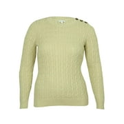 Charter Club Women's Buttoned Detail Cable Knit Sweater