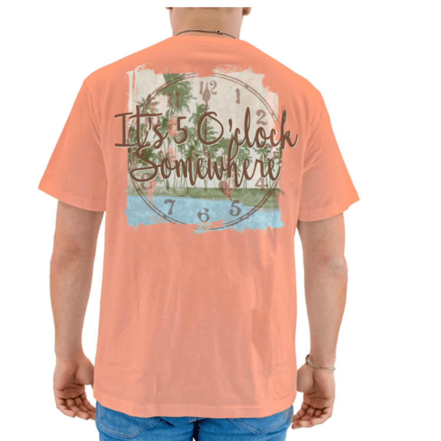 Graphic T-Shirt In 5 O'Clock Coral, XL 
