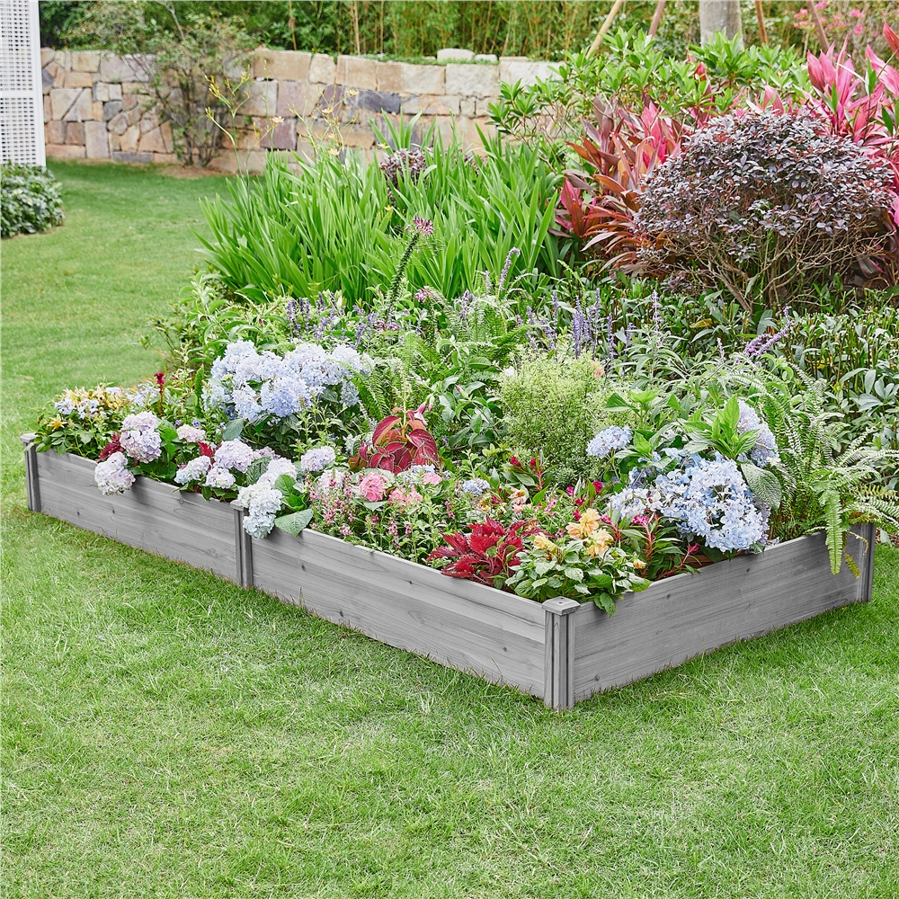 Renwick Wooden Raised Garden Bed Simple Planter,Gray