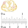 thumbnail image 2 of Floreo 10k Yellow Gold A-Z Letter Initial Ring with Heart and Rose Gold Flower Design, Sizes 4-9, 2 of 4