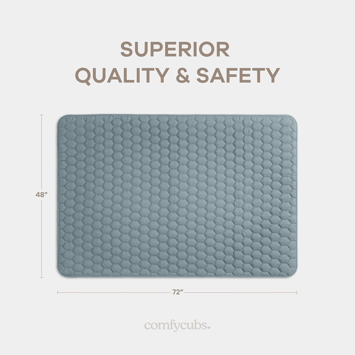 Comfy Cubs Play Mat, Rectangle (Medium) 48” x 72” for Kids & Toddler, Non-Slip Bottom - Pacific Blue