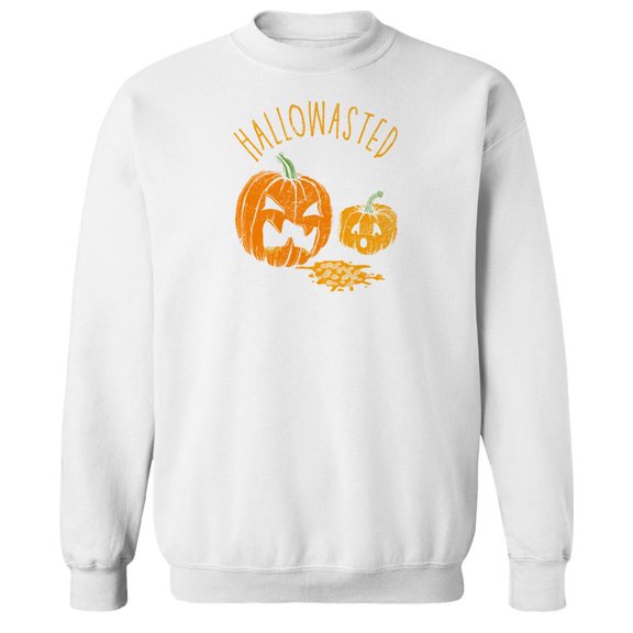 Halloween Hallo Wasted Graphic White Men's Cotton Pullover Sweatshirt