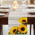 thumbnail image 3 of Table Runners 72 Inches Long Dress Scarves, Spring Sunflowers Farmhouse Kitchen Table Runner, Coffee Tablerunners, Yellow Floral Turquoise Farmhouse Grey Wooden 16x72 Inch, 3 of 9