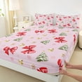 thumbnail image 3 of Homewish Red Bowtie 4pcs Bed Sheets For Children Teens Adults,Xmas Tree King Sheets,Happy New Year Super Cozy Sheet Set,Ultra Soft Home Decor, 3 of 7