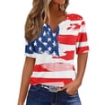 thumbnail image 2 of Lilgiuy 4th of July Tops for Women Short Sleeve V Neck 2024 Summer Casual T Shirt Tee Trendy American Flag Star Print Button Basic Pullover Blouses (Wine,XL), 2 of 5