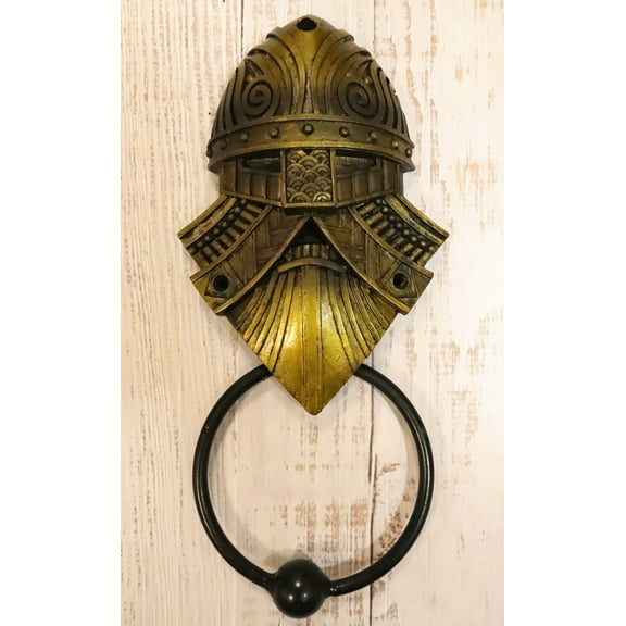Viking Norse Valhalla Warrior God Chief Golden Helmet Decorative Door Knocker