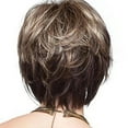 thumbnail image 5 of Adapan Short Wavy Bob Wig Highlight Brown Blonde,Natural Fluffy Layered with Inclined Bangs,Synthetic Side Part,Short Styling Cover Wig Wig Women'S Full Wig Full Wig Sexy Wig,Brown,6.2oz,8in, 5 of 9