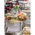 thumbnail image 4 of Happy Easter Outdoor Tablecloth - 54 Inch Round Dining Table Cover, Bunny Eggs Spring Mushrooms Floral Rustic Yellow Waterproof Outdoor Table Cloth with Umbrella Hole & Zipper for Picnic/Patio/Party, 4 of 7