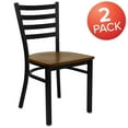 thumbnail image 3 of Flash Furniture 2 Pack HERCULES Series Black Ladder Back Metal Restaurant Chair - Cherry Wood Seat, 3 of 8