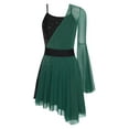thumbnail image 3 of SiiRoh Figure Skating Dress for Women Color Block Asymmetrical Ballet Dress Lyrical Dancing Dresses Green XL, 3 of 7
