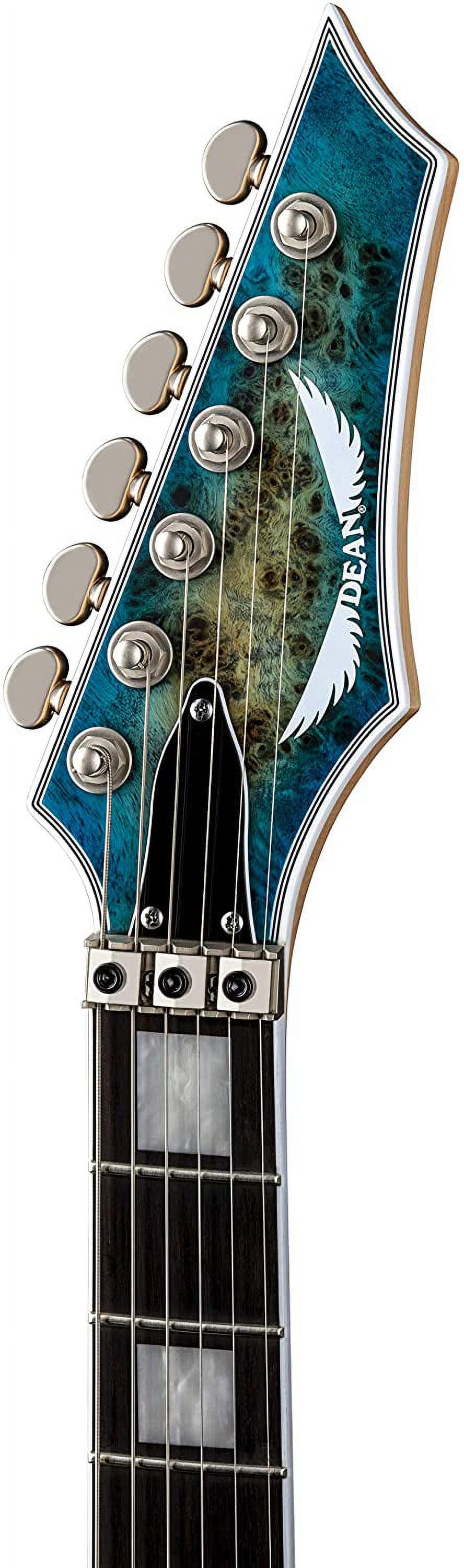Dean Exile Select Burled Poplar Top Guitar in Satin Turquoise Burst