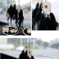 thumbnail image 3 of Colgante para espejo retrovisor de coche, atrapasueños de plumas, abalorio de cristal, accesorio decorativo para coche para mujer (negro), 3 of 4