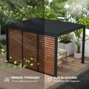 Mirador 111S Takasho Outdoor Pergola Aluminum Deco Wall Panorama 1/3 13' Side, Wood Grain (Not Pergola)