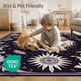 thumbnail image 4 of ODIKA 8'x10' Washable Area Rug Durable, Non-Slip Celestial Sun Moon Face Scroll Border Distressed Astrology Round for Living Room, Under Sectional, Family, 4 of 7