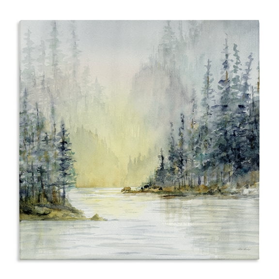 Stupell Industries Winter Woodland Scene Landscape & Nature Painting Wrapped Canvas Art Print Wall Art, 17 x 17