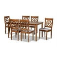 thumbnail image 2 of Baxton Studio Renaud Modern and Contemporary Grey Fabric Upholstered and Walnut Brown Finished Wood 7-Piece Dining Set, 2 of 7