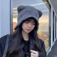 thumbnail image 3 of CoCopeanut Topi Beanie Telinga Beruang Wanita Musim Gugur Baru Topi Rajut Padat Hangat Musim Dingin Indah untuk Anak Perempuan Topi Wol Hangat Telinga Kasual Mode, 3 of 6