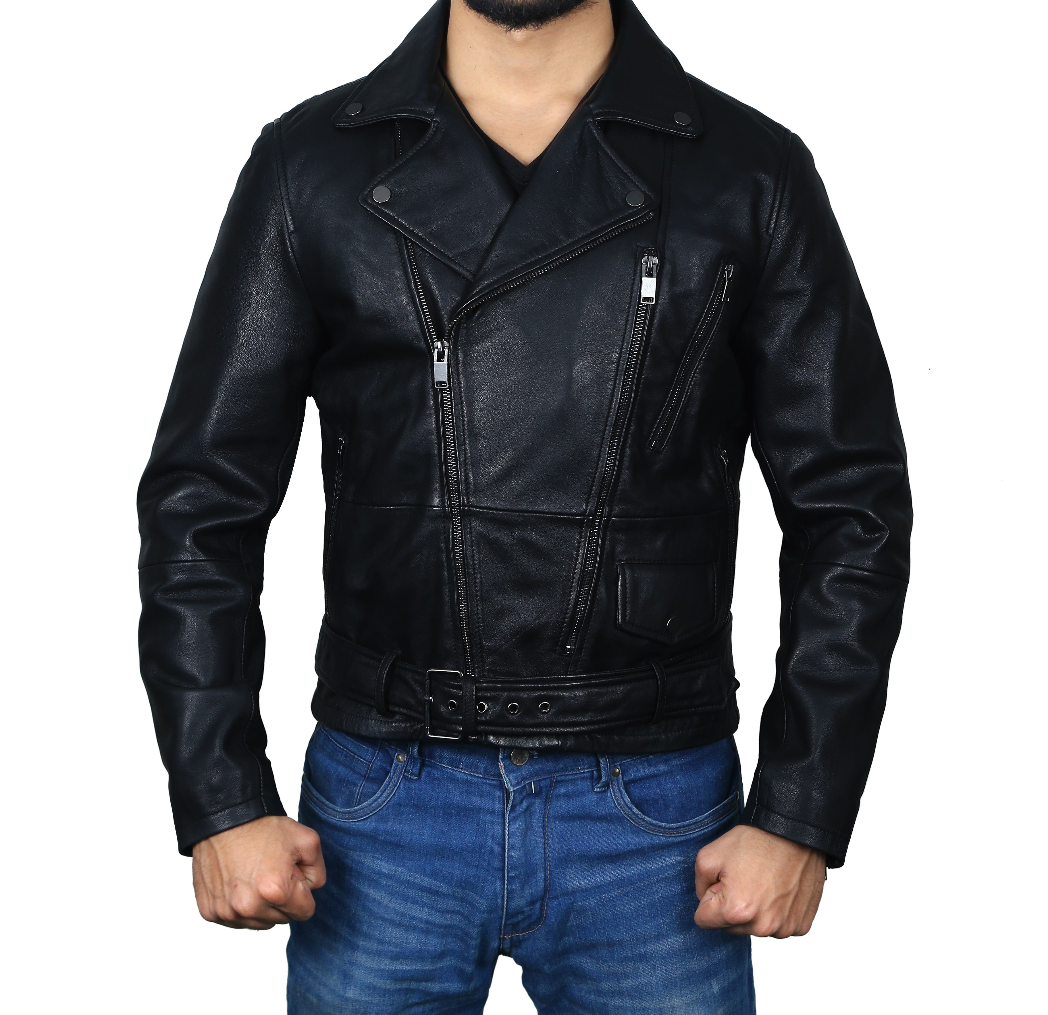 Biker Leather Jacket - Motorcycle 