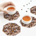 thumbnail image 7 of Pofeuu Sunflowers Print Leather Coasters Set of 6, Round Cups Mugs Mat Pad for Home Kitchen Heat Resistant Drink Coasters,Octagon, 7 of 7