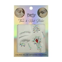 Unique Bargains 1 Pc Eye-catching Face Rhinestone Stickers for Concert White Red