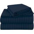 thumbnail image 1 of Bed Sheet Set 4 Piece with 1 Zipper Closure Duvet Cover - 100% Egyptian Cotton & 600 Thread Count 5 Piece Bedding Sheet Set - Fit Upto 12" Inch Deep Pocket - Navy Blue Stripe, Twin-XL Size., 1 of 7