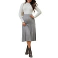 thumbnail image 2 of INSPIRE CHIC Womens Maternity Sweater Skirt Over the Belly Knit  Midi Pregnancy Pleated Skirts L Gray, 2 of 6