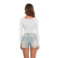 thumbnail image 3 of Womens Scoop Neck Long Sleeve Tops Low Cut Slim Fitted Shirts Casual Tee Tshirt, 3 of 4