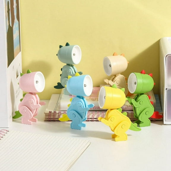 6 Pieces Mini LED Desk Dinosaur Shape Lamp Cute Small Phone Holder, Portable Reading Table Night Lamp for Kids