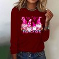 thumbnail image 4 of CLOISE Womens Breast Cancer Shirts Long Sleeve Crew Neck Blouses Gnomes Ribbon Pink Breast Cancer Survivor Gifts Tshirts Fashion Loose T Shirts Cancer Support in October Clothes Wine S, 4 of 4
