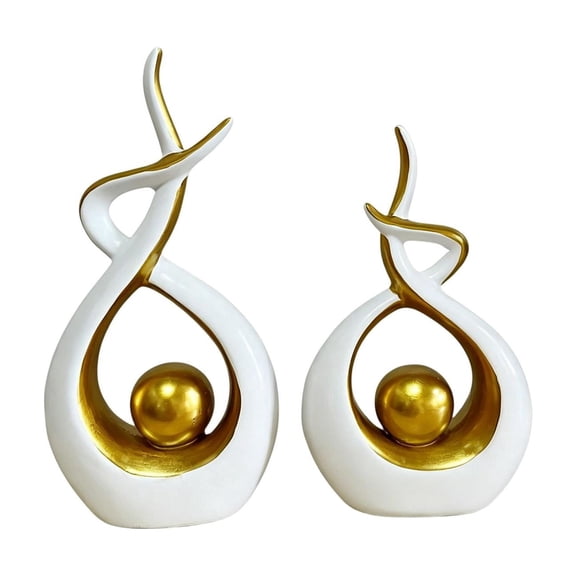 Abstract Sculpture Set White and Gold for Modern Living Room Decor Housewarming Gift
