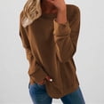 thumbnail image 2 of Sweatshirts for Women Crew Neck Khaki Solid Color Long Sleeve Hoodless Loose Blouse 2025 Fall Fashion Outfits Clothes, 2 of 5